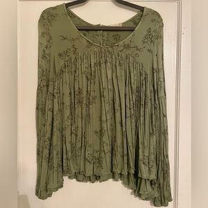 Altar'd State Green Floral Baby Doll Top